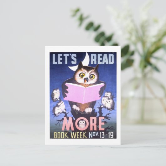 "Let's Read More" Week van het Uilenboek Briefkaart (Staand voorkant)