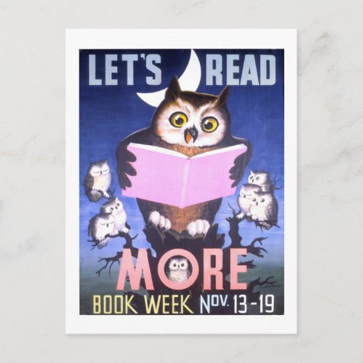 "Let's Read More" Week van het Uilenboek Briefkaart (Voorkant)