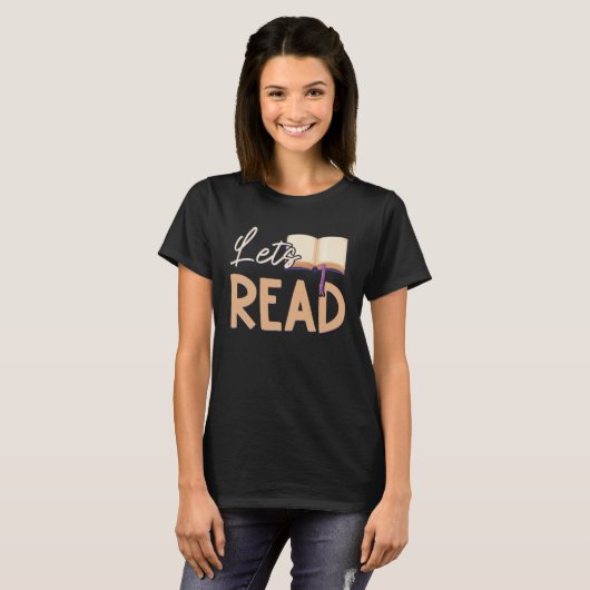 Lets Read Teacher Reading Books And Bookworm Libra T-shirt (Voorkant volledig)