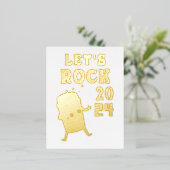 Let's Rock 2024 Folie Feestdagen Briefkaart (Staand Voorkant)