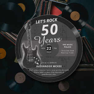 Let's Rock 50 Gitaarmuziek  LP Mannen Verjaardag Kaart
