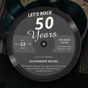 Let's Rock 50 jaar  platenlabel Verjaardag Kaart