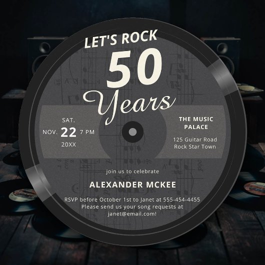 Let's Rock 60 Jaar Muziek LP 60e Verjaardag Kaart