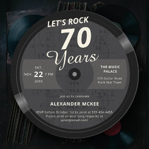 Let's Rock 70 jaar muziek Note LP Verjaardag Kaart