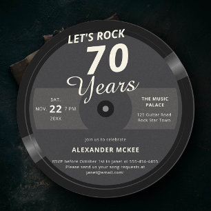 Let's Rock 70 jaar  platenlabel Verjaardag Kaart
