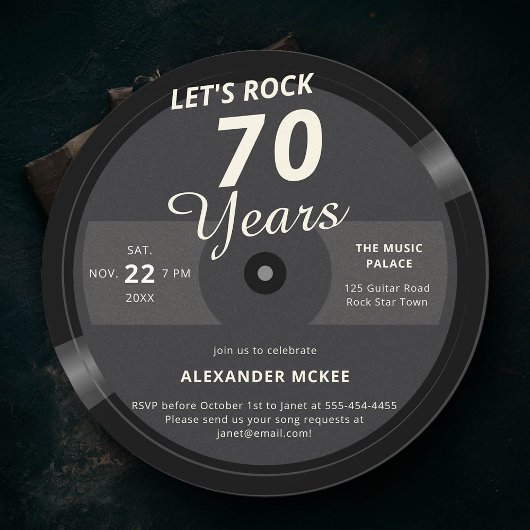 Let's Rock 70 jaar platenlabel Verjaardag Kaart