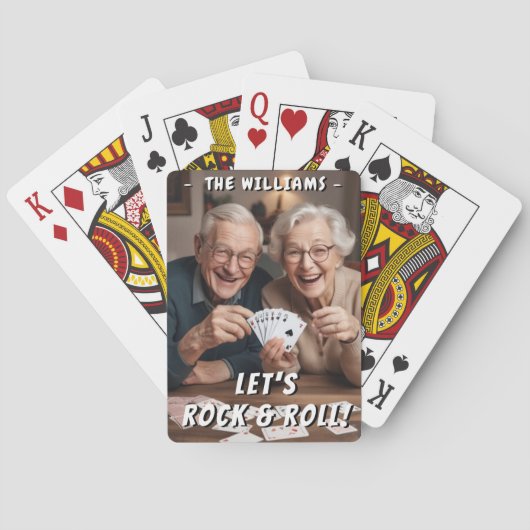 Let's Rock and Roll Grappige Gepersonaliseerde Fot Pokerkaarten (Achterkant)