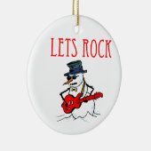 Lets Rock Christmas Snowman Keramisch Ornament (Rechts)