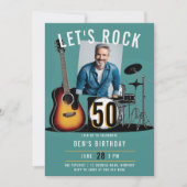 Let's Rock Guitar Drums Mannen 50e Verjaardag Foto Kaart (Voorkant)