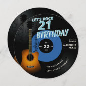 Let's Rock Guitar Muzieknoten Blauw 21ste Verjaard Kaart (Voorkant / Achterkant)