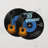 Let's Rock Guitar Muzieknoten Blauw 30ste Verjaard Kaart (Voorkant / Achterkant)