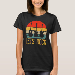 Lets Rock Guitar Player Guitarist Retro Sunset Mus T-shirt