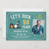 Let's Rock Music Fest Blauwgroen Mannen 50e Verjaa Kaart (Voorkant)