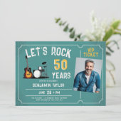 Let's Rock Music Fest Blauwgroen Mannen 50e Verjaa Kaart (Staand voorkant)