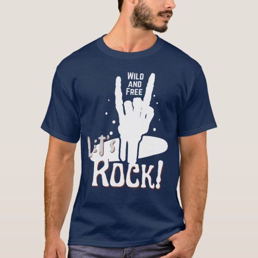 Lets Rock Music Loversshirt retro T-shirt (Voorkant)