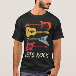 Lets Rock N Roll Gitaar Retro Gift Mannen Vrouwen T-shirt