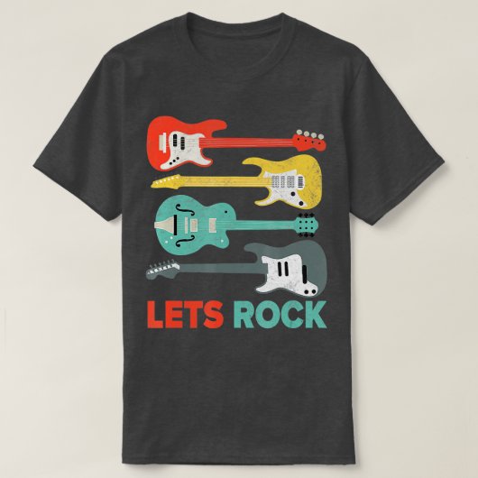 Lets Rock n Roll Guitar  Retro Music T-shirt (Design voorkant)