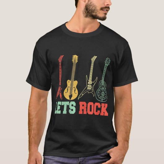 Lets Rock N Roll Guitar Retro T-shirt (Voorkant)