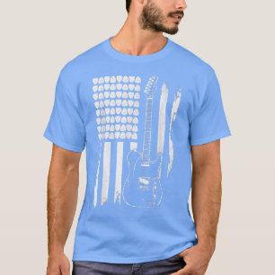 Lets Rock n Roll Guitar Retro USA Flag Music2 T-shirt