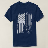 Lets Rock n Roll Guitar Retro USA Flag Music T-shirt (Design voorkant)