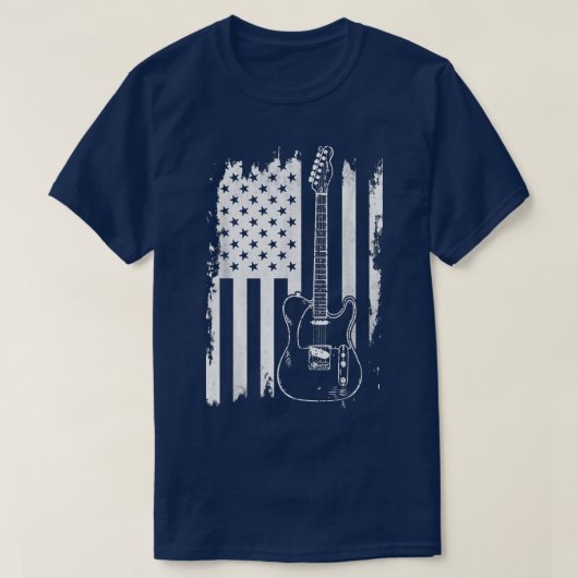 Lets Rock n Roll Guitar Retro USA Flag Music T-shirt (Design voorkant)