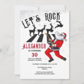 Let's Rock N Roll Santa Reindeer Rockin' Verjaarda Kaart (Voorkant)