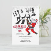 Let's Rock N Roll Santa Reindeer Rockin' Verjaarda Kaart (Staand voorkant)