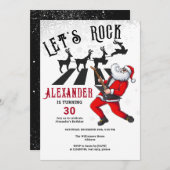 Let's Rock N Roll Santa Reindeer Rockin' Verjaarda Kaart (Voorkant / Achterkant)