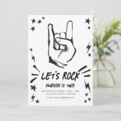 Let's Rock n' Roll Thema Verjaardag Uitnodigen Kaart (Staand voorkant)