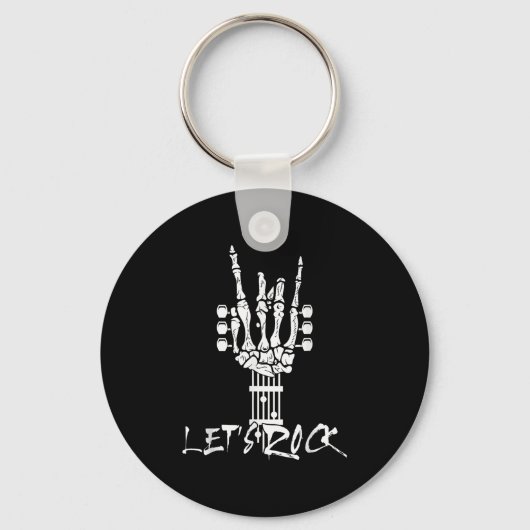Lets Rock On Halloween Rock And Roll Skeleton Hand Sleutelhanger (Voorkant)