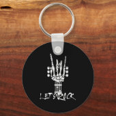 Lets Rock On Halloween Rock And Roll Skeleton Hand Sleutelhanger (Voorkant)
