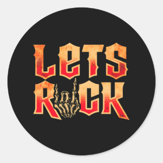 Lets Rock op Roll Gitaar Ronde Sticker