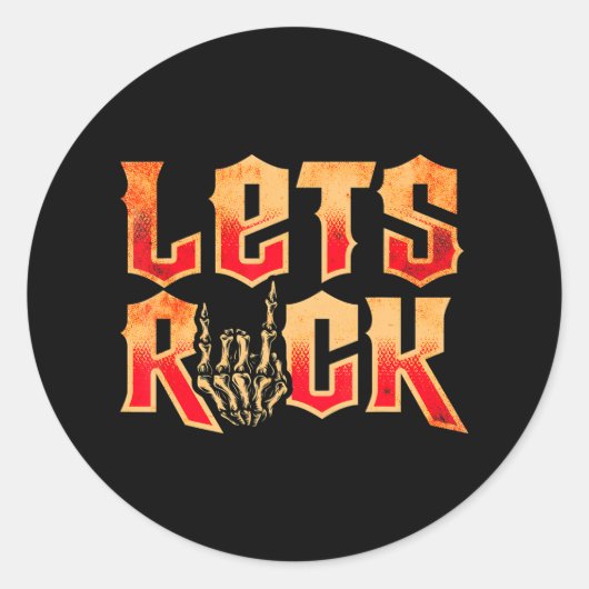 Lets Rock op Roll Gitaar Ronde Sticker (Voorkant)