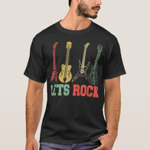 Lets Rock Rock en Roll Guitar Retro T-shirt