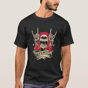 Lets Rock&roll Skelet Hand Retro Ro T-shirt