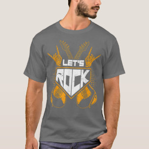 Lets Rock Vintge Electric Guitar Player Bass Guita T-shirt