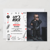 Let's Rock white black Rock 'n' Roll verjaardagsfo Kaart (Voorkant)