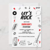 Let's Rock wit en zwart Rock and Roll verjaardag Kaart (Voorkant)