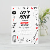 Let's Rock wit en zwart Rock and Roll verjaardag Kaart (Staand voorkant)