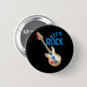 Let's Rocktar Rock'n Roll Retro 80s Muziek Vrouwen Ronde Button 5,7 Cm (Voorkant /achterkant)