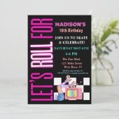 Let's Roll For, Roller Skate Glow Feest Kaart (Staand voorkant)