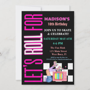 Let's Roll For, Roller Skate Glow Feest Kaart