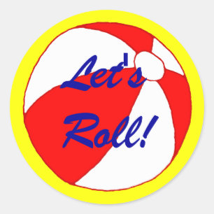 Let's Roll Funny Beach Ball Sticker