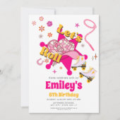 Let's Roll Girl Cowgirl roller skate Birthday Kaart (Voorkant)