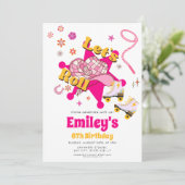 Let's Roll Girl Cowgirl roller skate Birthday Kaart (Staand voorkant)