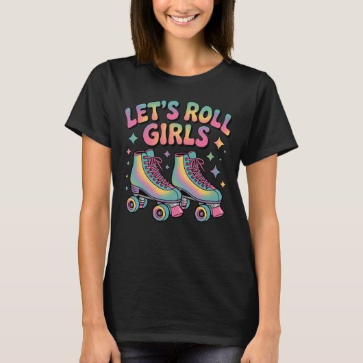 Let's Roll Girls Roller Schaatsen T-shirt (Voorkant)