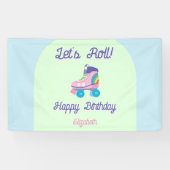 Let's Roll Happy Birthday Retro Roller Schaats Spandoek (Horizontaal)