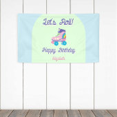 Let's Roll Happy Birthday Retro Roller Schaats Spandoek
