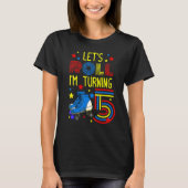 Let's Roll I'm Turning 5 Roller Skate Skating Bday T-shirt (Voorkant)