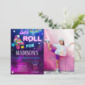 Let's Roll Meisje Schaats Verjaardagsfoto Kaart (Staand voorkant)